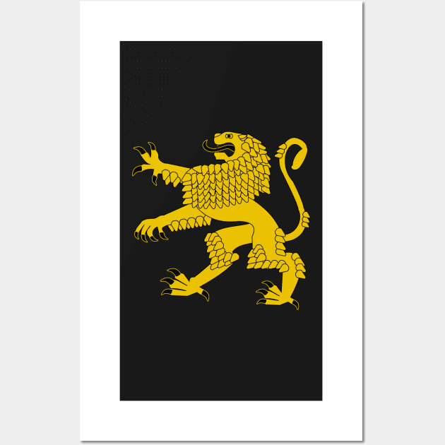 Heraldic Rampant Lion (Gold) Wall Art by PabloDeChenez